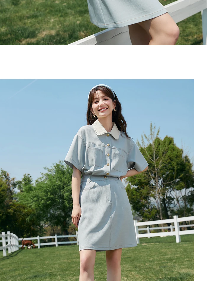 Dress Women's Lace Doll Collar Summer New Texture Topstitch Dress