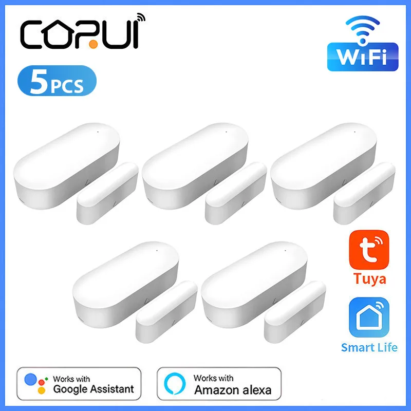 

CoRui Tuya WiFi Door Window Sensor Garage Door Detector Smart Home Security Alarm Works with Alexa Google Home Smart Life APP