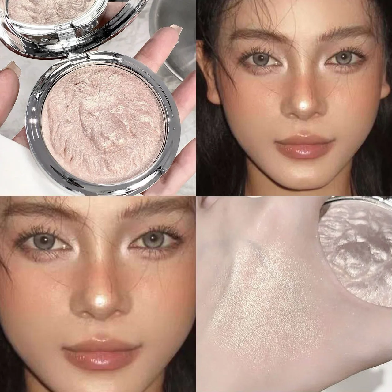 Shimmer Diamond Pink Highlighter 3 Colors Palette Brighten Contour Radiant Skin Natural Long-lasting For Festival & Daily Makeup