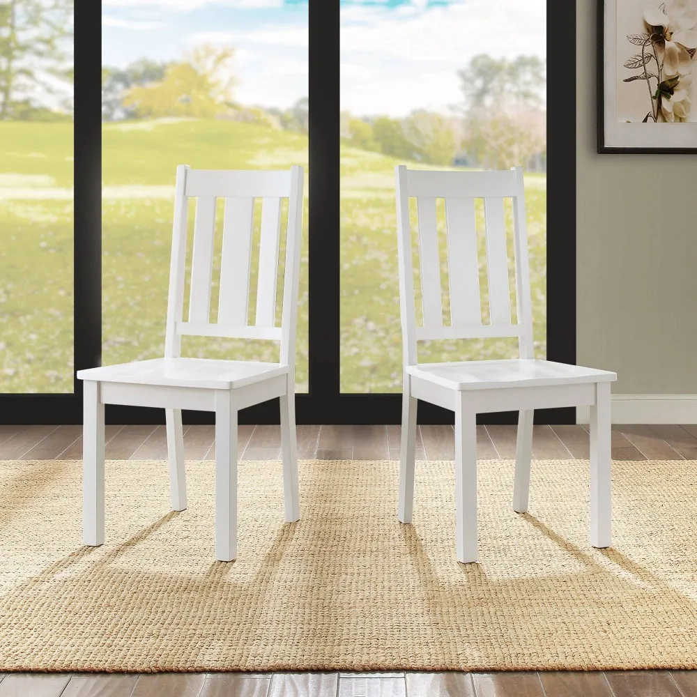 

Wood Dining Chair, Set of 2, White, Indoor, With Backrest, Ideal for use in Dining, Office and Living Spaces of Home