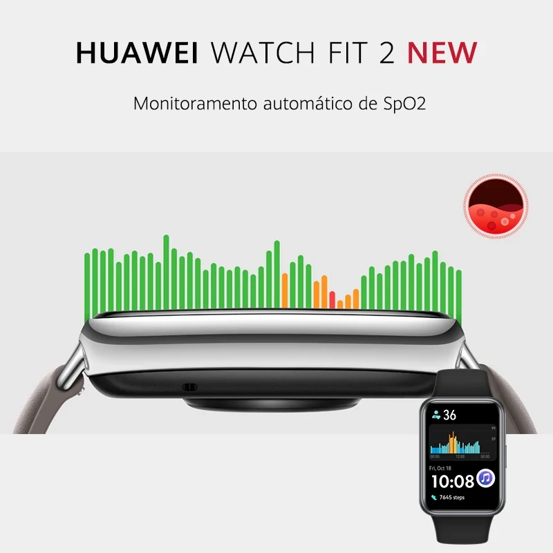 화웨이 워치 FIT 2 1.74 인치 풀뷰 AMOLED 디스플레이, 블루투스 통화, 긴 수명 배터리, Fit 2 지원 스피커, 신제품