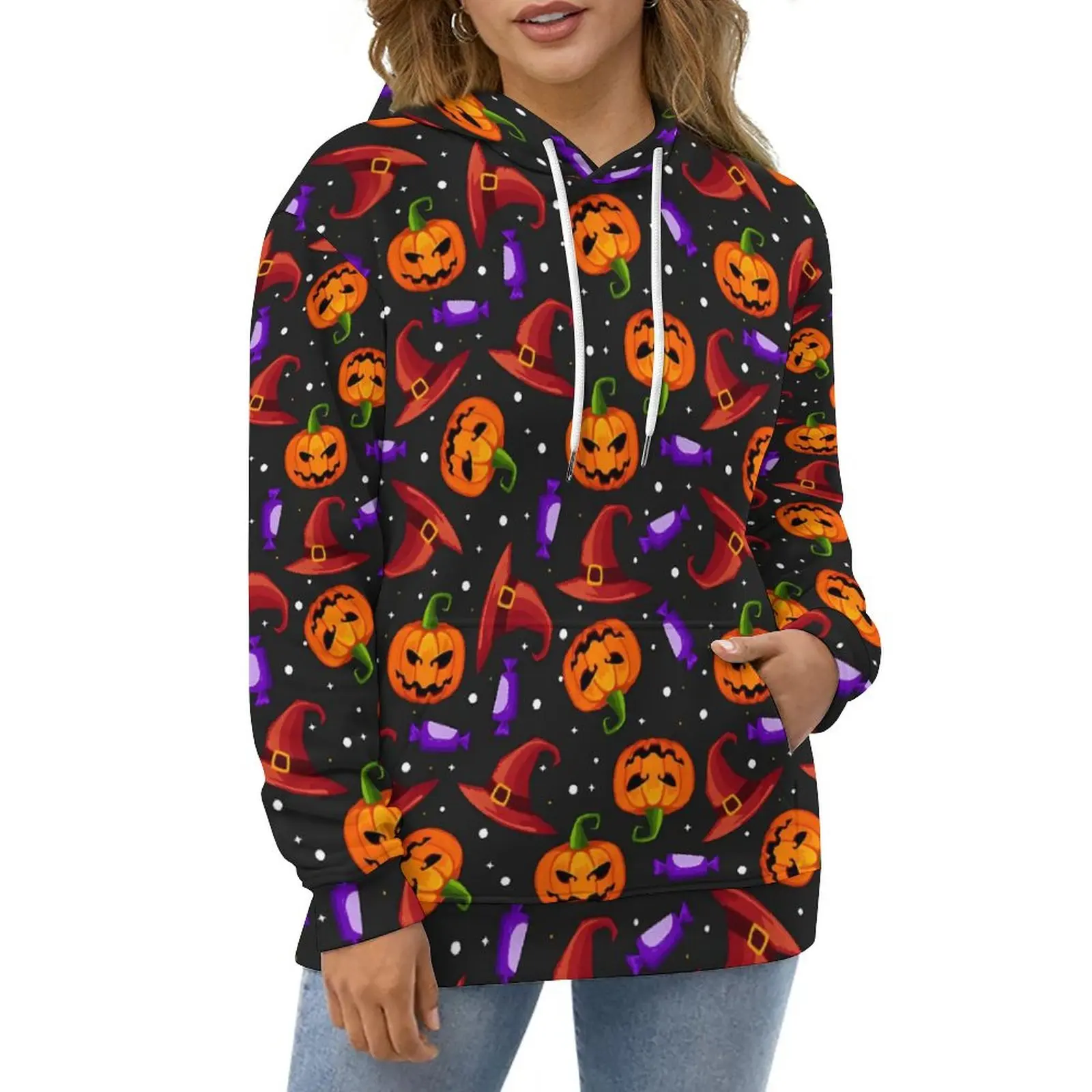 

Modern Halloween Casual Hoodies Pumpkin Witch Candy Trendy Design Loose Hoodie Winter Long Sleeve Harajuku Oversized Clothing