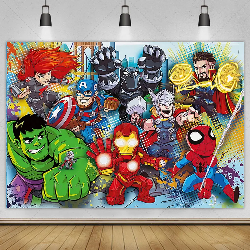 Disney Super Hero Photography Backdrop Kids Birthday Cartoon Photo Background Spidey and His Amazing Friends Photo Booth Props Birthday Party Supplies
