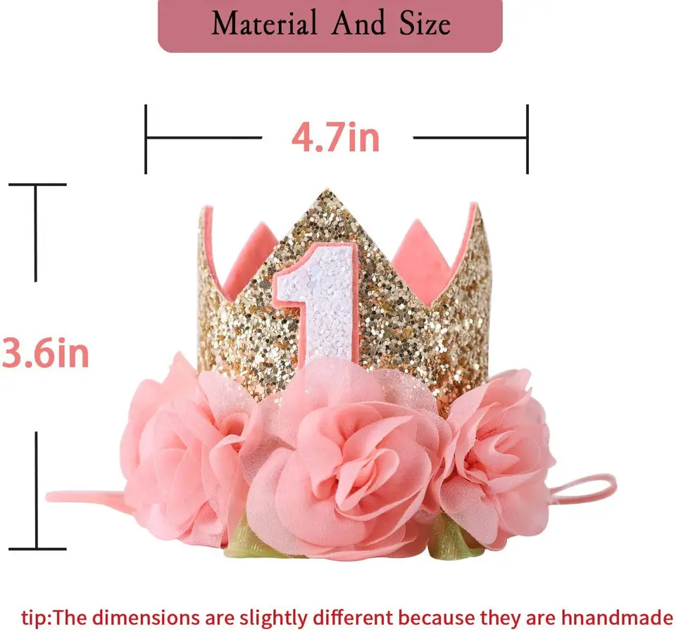 Décoration 1ère Anniversaire Enfant - Kit Fête Rose Avec Couronne, Bannière & 20 Ballons - Décoration Complète Pour Célébrer Les 1 An