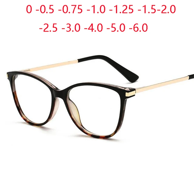 Lunettes de myopie œil de chat Anti-lumière bleue pour femmes, marque de styliste, jambe de printemps, monture de lunettes de Prescription dioptrie 0 -0.5 -0.75 à-6 1