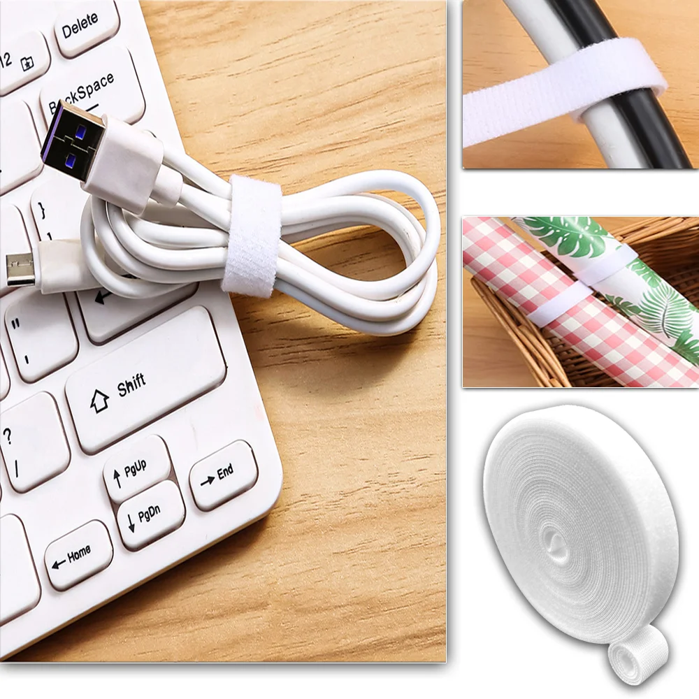 Cable ties 1 roll reusable fastening tape for computer and TV wire storage