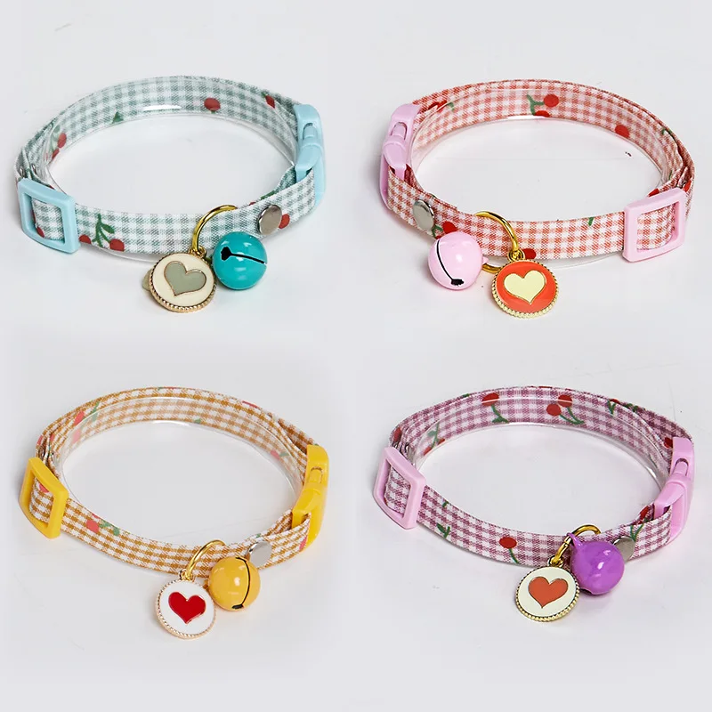 

FunPets Adjustable Cat Collar with Bell Cute Puppies Collar with Pendant Little Dog Collar Suitable for Teddy Kitten Accessories