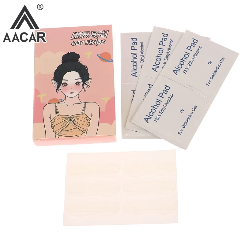 

6 шт. Пластыри для здоровых ушей, тонкие Пластыри для ушей, удобные правильные формы, V-образные наклейки, шпон для ушей, вертикальная водостойкая гелевая наклейка для ушей