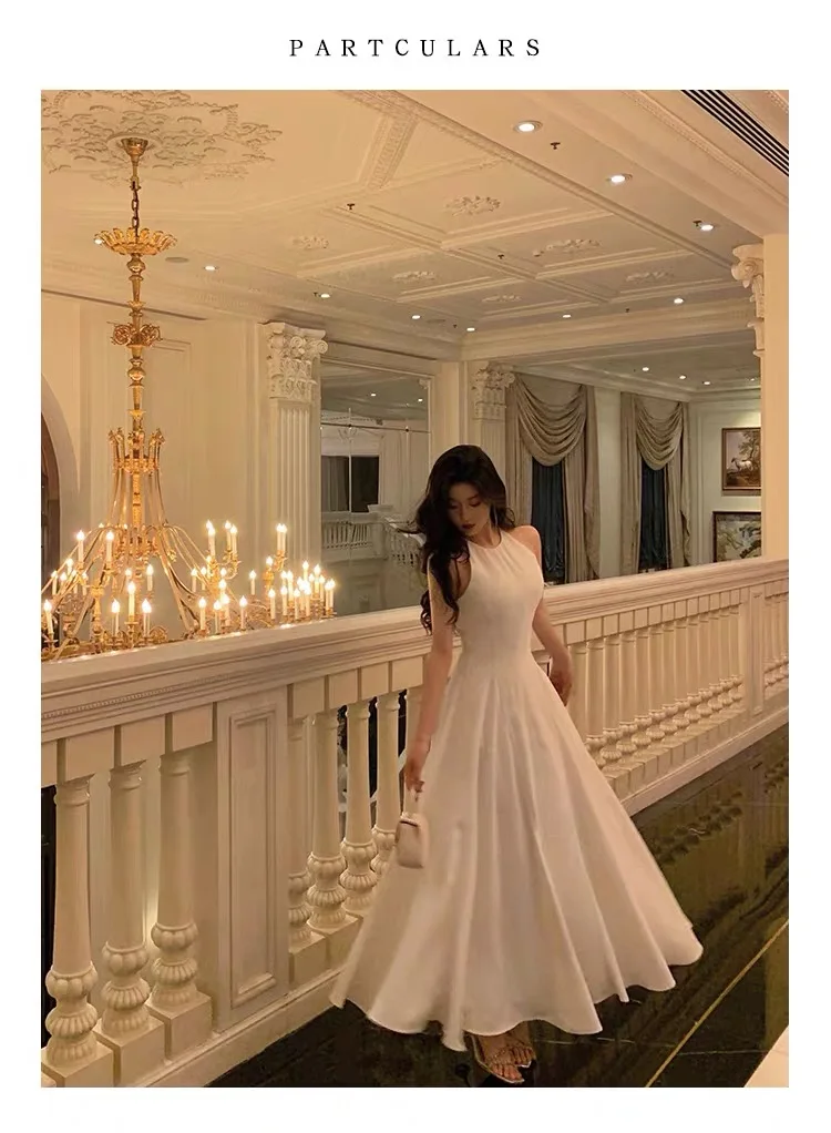 France Vintage Evening Party Long Dresses for Women Solid Sleeveless A-line Princess Wedding Prom Robe New Spring Vestido Mujer