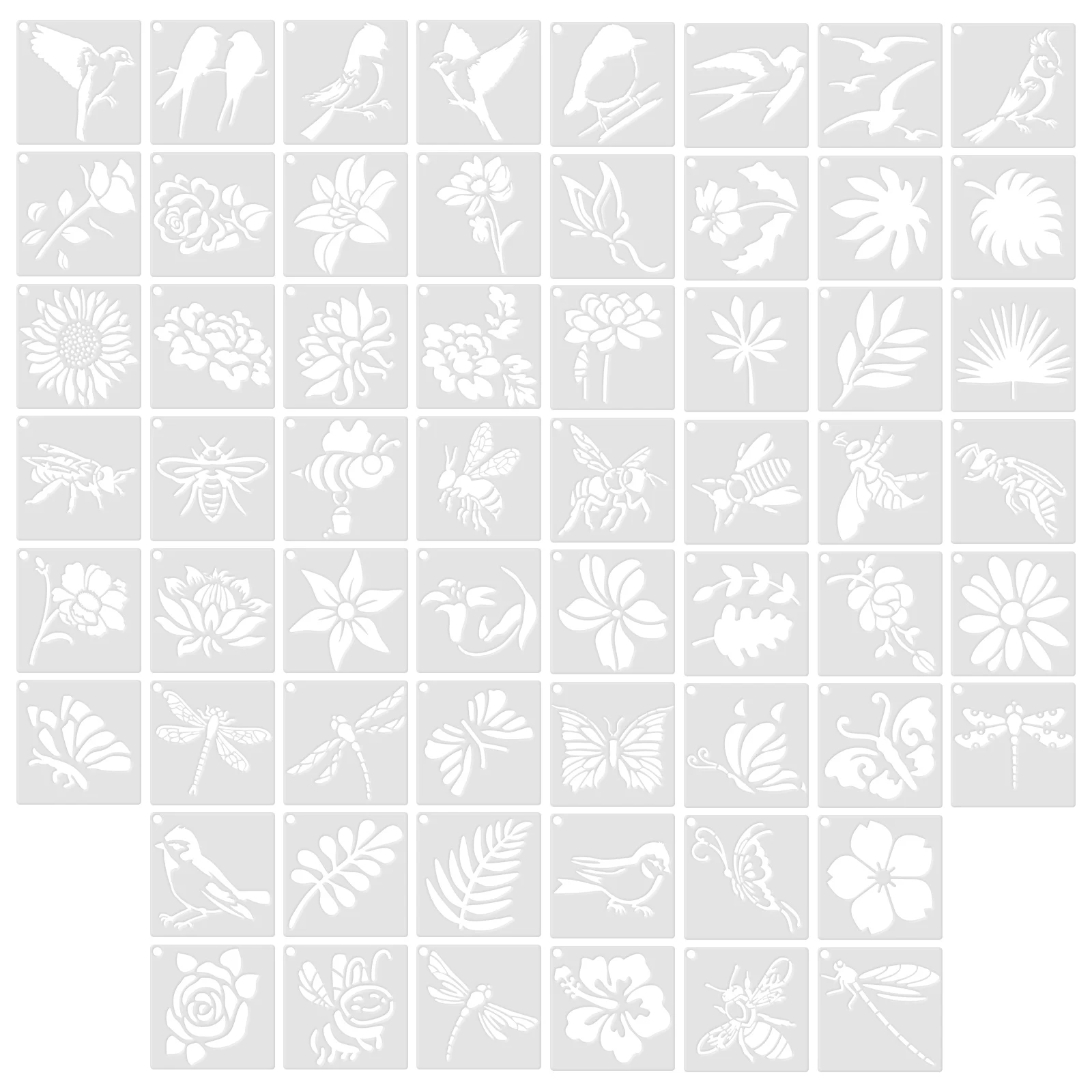 Assorted Decorative Painting and Drawing Stencils Set (60 Pieces)