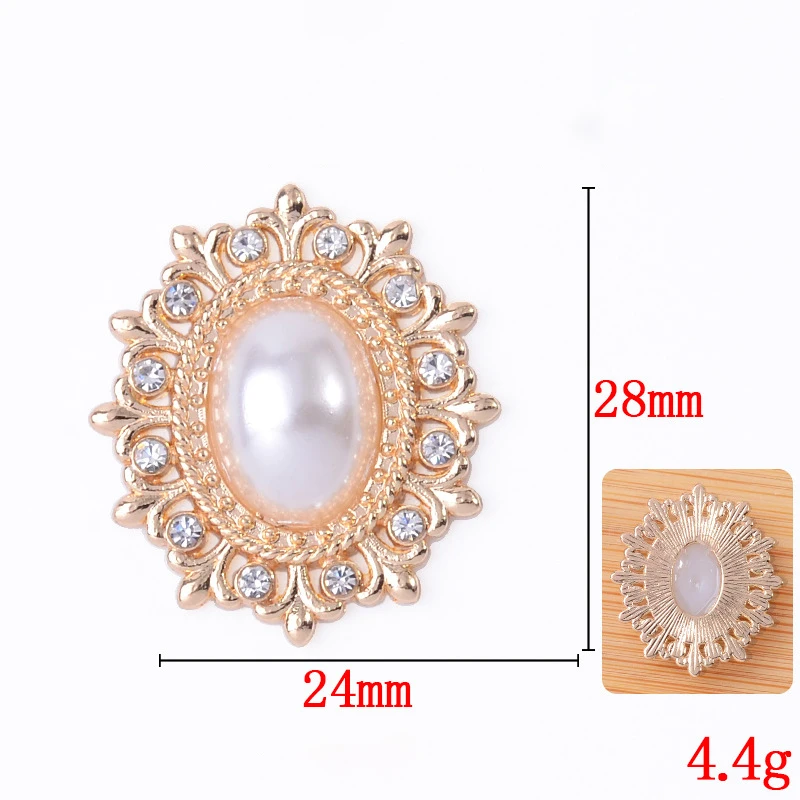 Gold Alloy Decorative Acrylic Buttons, 10PCS - Ideal for Clothing, Packaging, and Hair Accessories