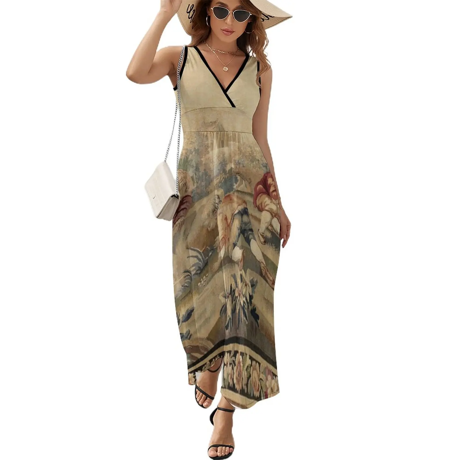 

Aubusson Antique French Tapestry Print Sleeveless Dress african dresses for woman summer dresses ladies 2024 Long dresses