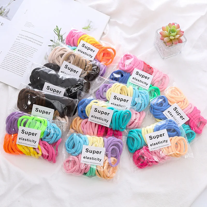 New 50pcs Women Solid Color Big Rubber Band Elastic Hair Bands Ponytail Holder Scrunchie Korean Girls Hair Accessories Ornaments