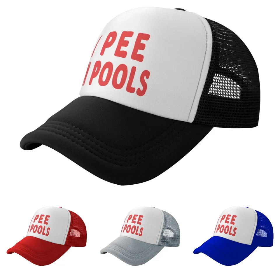 Funny 'I Pee In Pools' Baseball Cap - Adjustable Dad Hat Vintage Washed Trucker Style, Blue