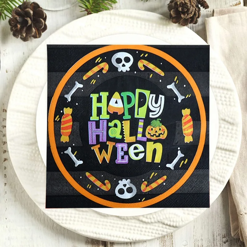 20pcs/Pac 33cm New Hot Sale Halloween Party Spooky Cute Holiday Theme Layout Creative Napkins Decorative Paper Placemats