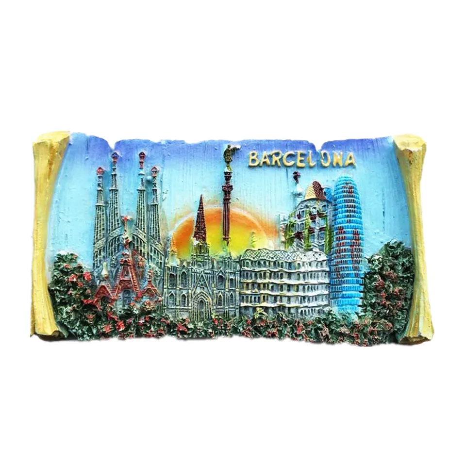 Magnete Per Frigorifero Barcellona, Souvenir Spagna In Resina Con Stampa UV, 8 Cm, Decorativo E Da Collezione