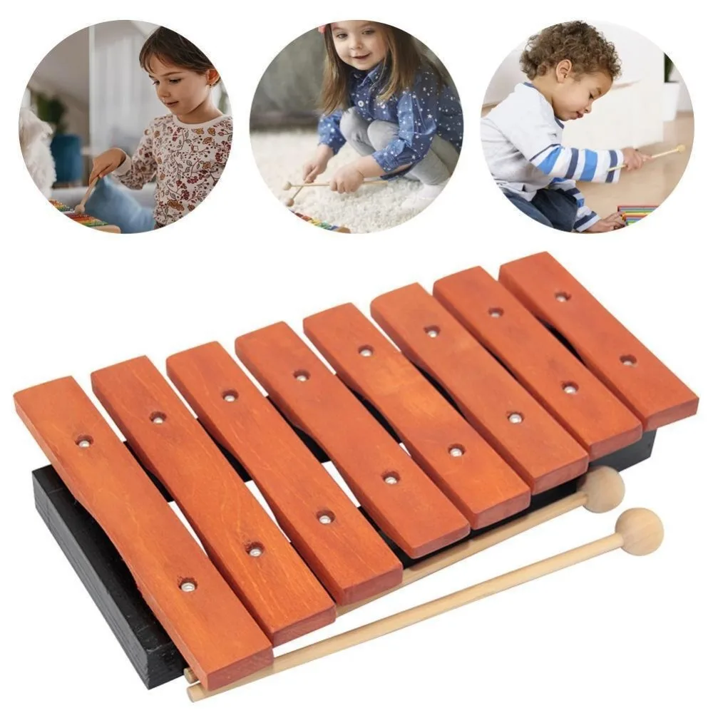 Wooden 8 Note Wooden Xylophone with Handle With Two Beaters Traditional Music Instrument Drumsticks Percussion Parts