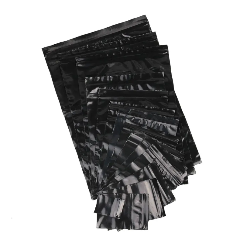 INPLUSTOP 100pcs/Lot 14 Wire Black Food Sealed Self-Sealing Plastic Packing Pouches Zip Lock Storage