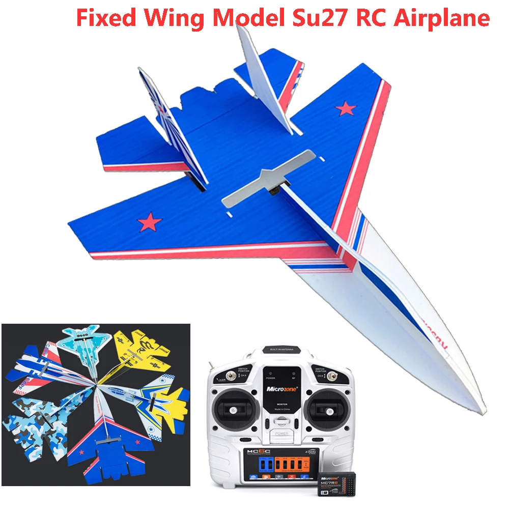 Fixed Wing SU-27 RC Glider with Auto Balance Fixed Wing RC Aircraft RTF RC Toys Children's Model DIY RC Airplane 4