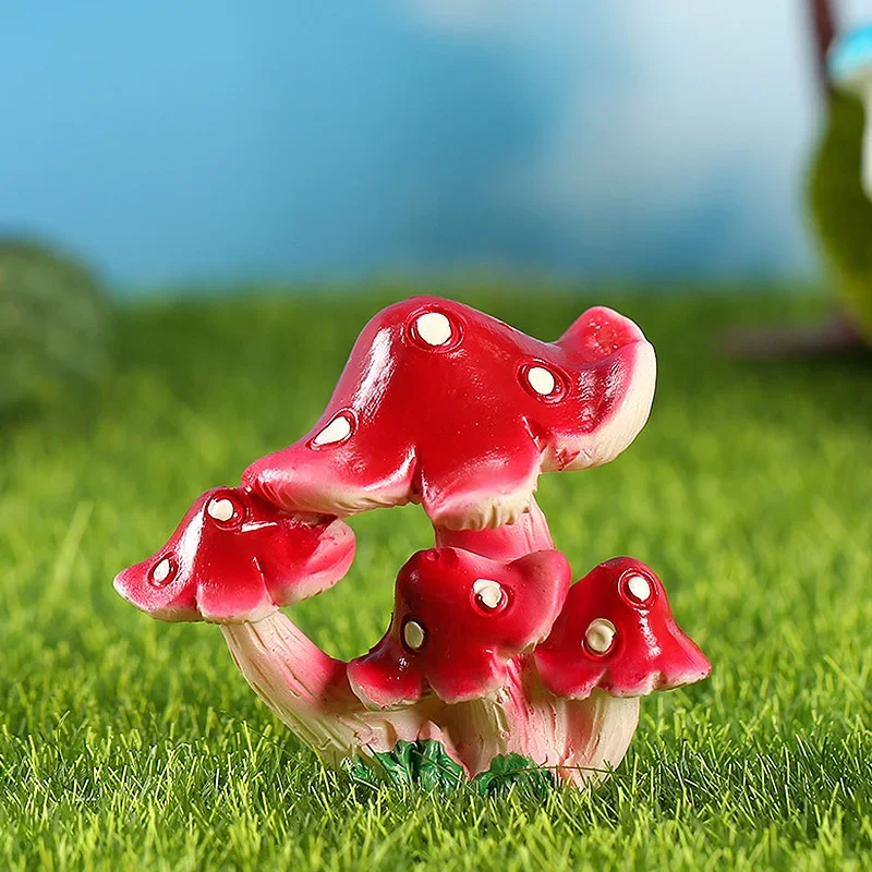 Simulation Mushroom Miniatures Fairy Garden Moss Terrarium Resin Crafts Decorations Garden Artificial Bonsai Landscape Ornaments