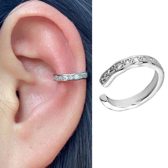 Boucles d'oreilles à Clip pour femmes et filles, 1 pièce, géométrie creuse arc-en-ciel, CZ, manchette, grimpeur, Cartilage, os, faux boucle d'oreille, Non Piercing