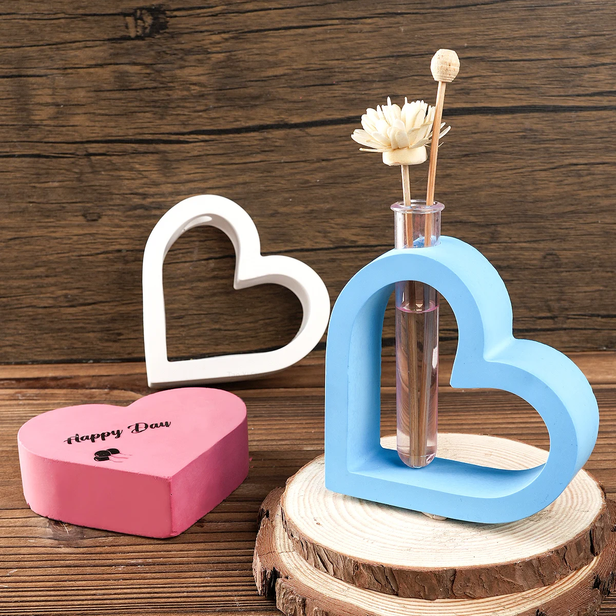 Heart Shape Flower Pot Silicone Mold DIY Love Hydroponics Test Tube Vase Making Plaster Resin Casting Molds Home Deco Craft Gift