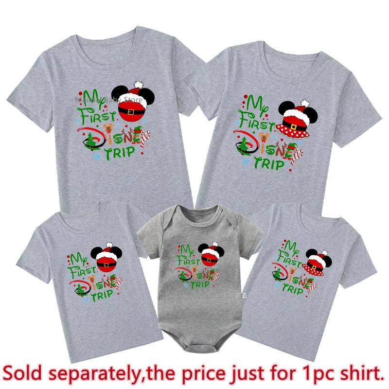 My First Disney Trip Shirts Funny Disneyworld Christmas Tshirts Father Mother Kids T Shirt Family Disney Xmas Vacation Outfits 5