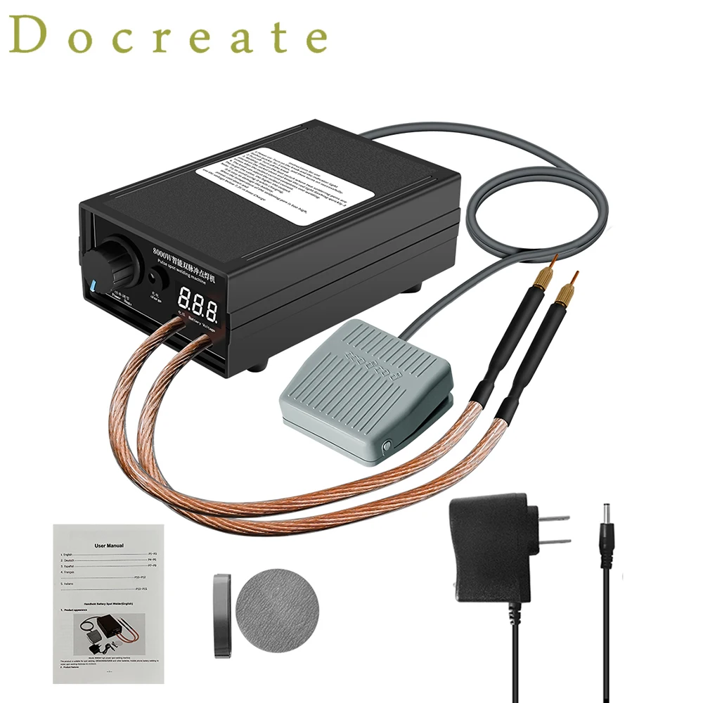 Docreate 8000W Hight Power Spot Welder Machine Kit 18650 Battery Pack