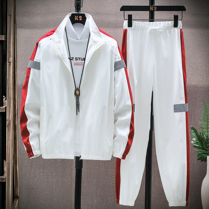 

New Men Tracksuit Casual Harajuku Sets Men's Sportswear Jogging Sports Suit Hip Hop Streetwear Jacket+Pants Two Piece Outfit Set