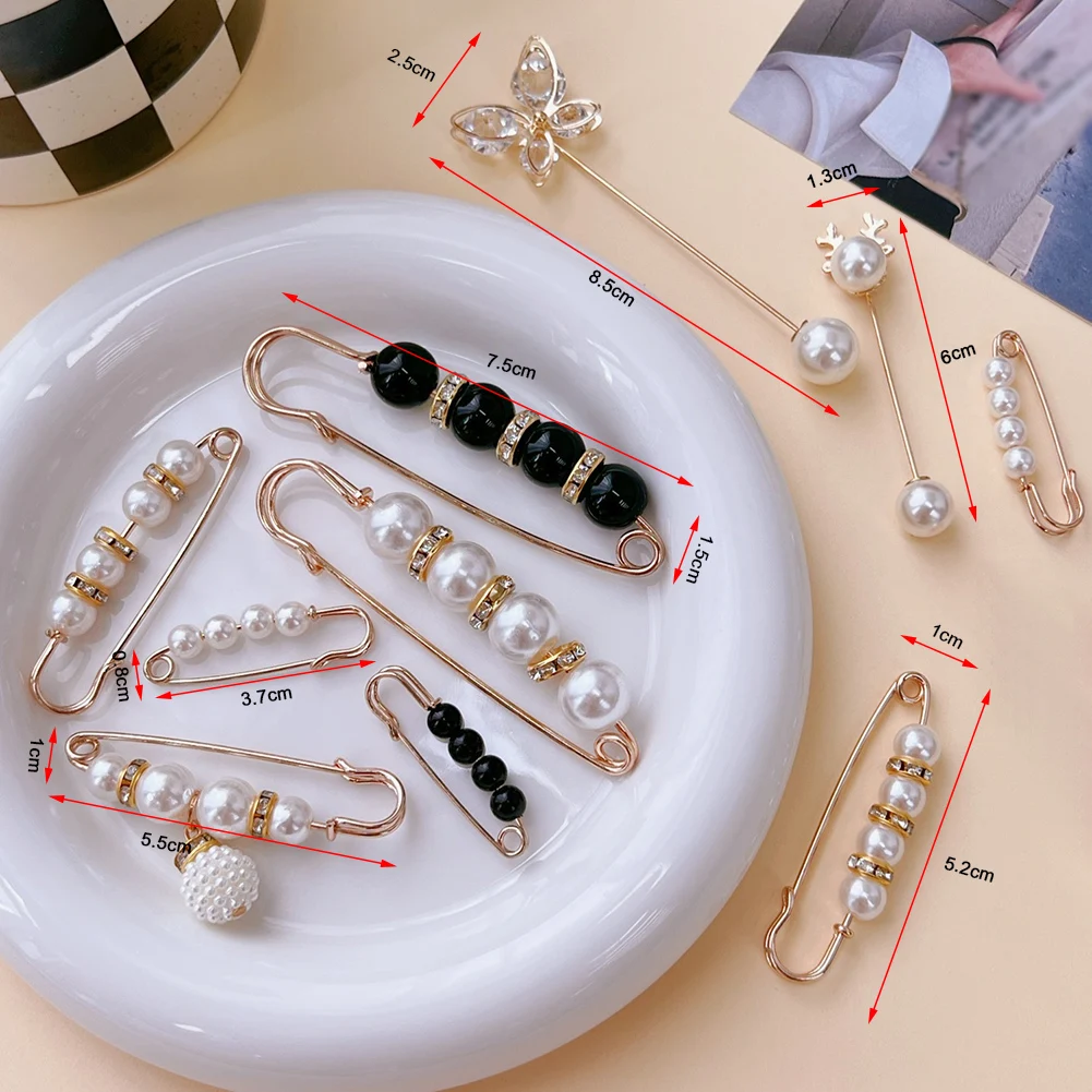 6pc 4pc/set Pearl Brooch Pins for Women Fashion Sweater Shawl Clip Elegant  Brooch Pins for Women Waist Pants Extender Safety Pin