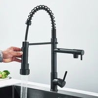 Rozin Black Spring Pull Down Kitchen Sink Faucet Deck Mounted Dual Spout Hot & Cold Water Mixer Tap Crane,Single Handle,SUS 304 1