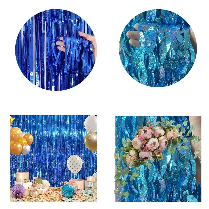 Sparkling Metallic Foil Fringe Curtain with Star Motifs Glitter Photo Backdrop for Wedding Ceremonies Holiday Festivities