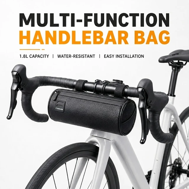 Sac de guidon de vélo étanche 1,8 L, sac de tube avant pour VTT et vélo de route, installation facile, grande capacité, sac de rangement pour le cyclisme 1