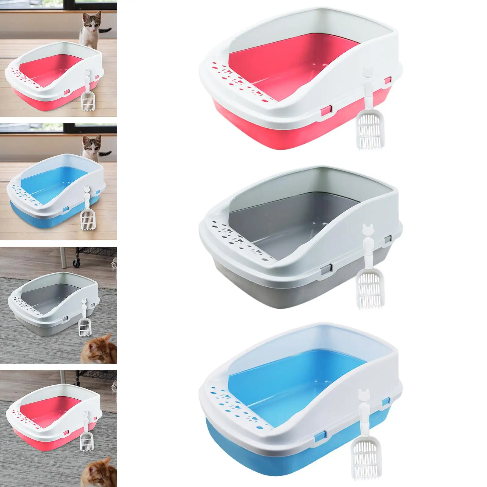 Cat Litter Tray Open Top Cat Litter Tray Splashproof Toilet Pet Bedpan Sand Box Kitten Toilet Kitty Pan