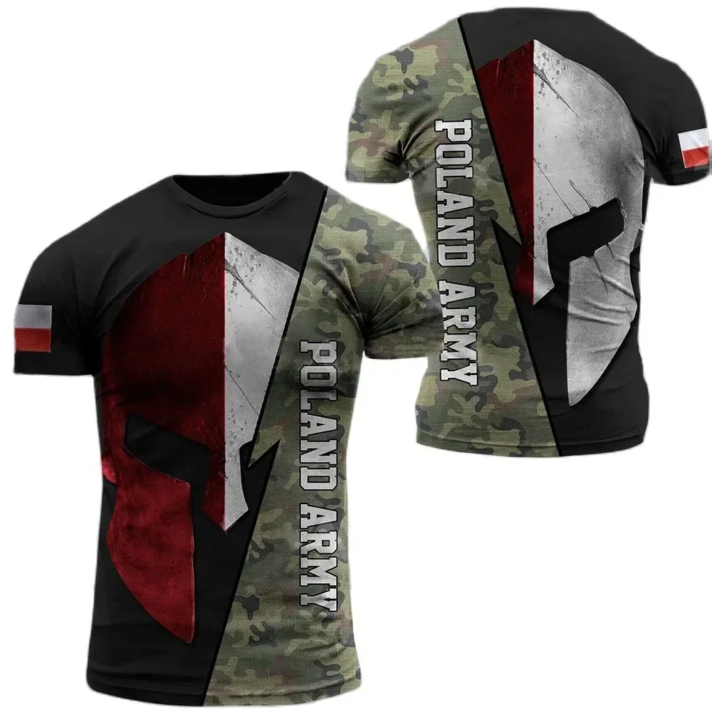 2024 Bandiera polacca Camouflage Soldati Army Quick dry allentato comodo nuovo blazer stampato 3D T-shirt girocollo da uomo maniche corte - immagine 5