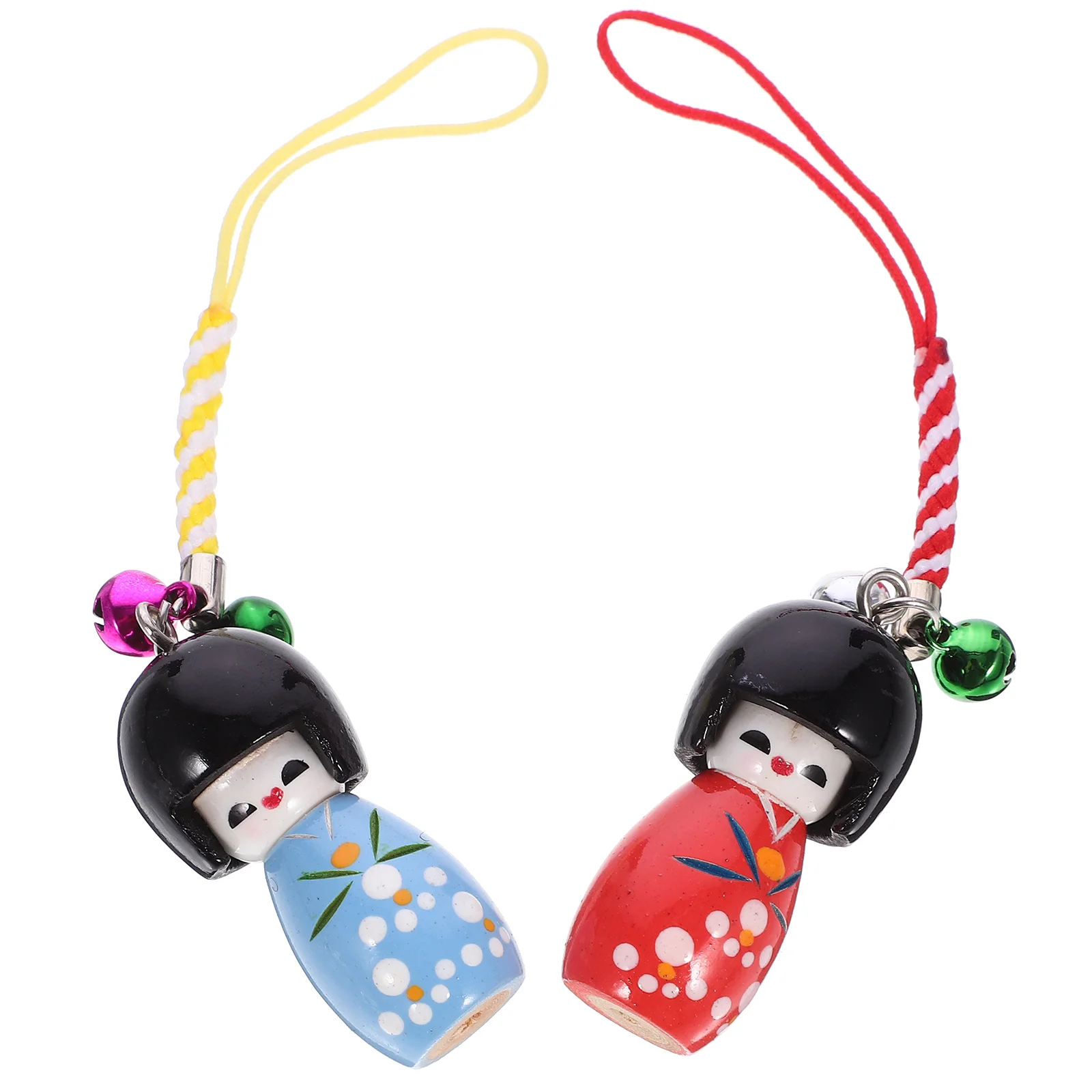 

2 Pcs Wooden Puppet Pendant Xmas Bags for Presents Iron Japanese Style Key Decor