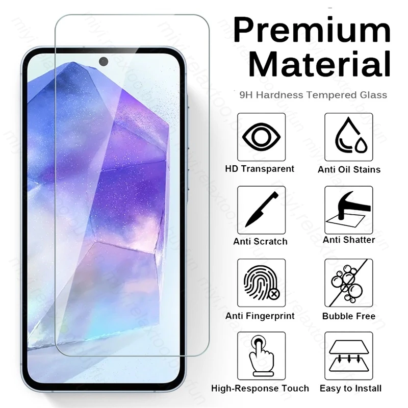 5Pcs HD 9H Tempered Glass Screen Protectors for Samsung Galaxy A55 5G Case phone protector cover phone case screen protector tempered glass