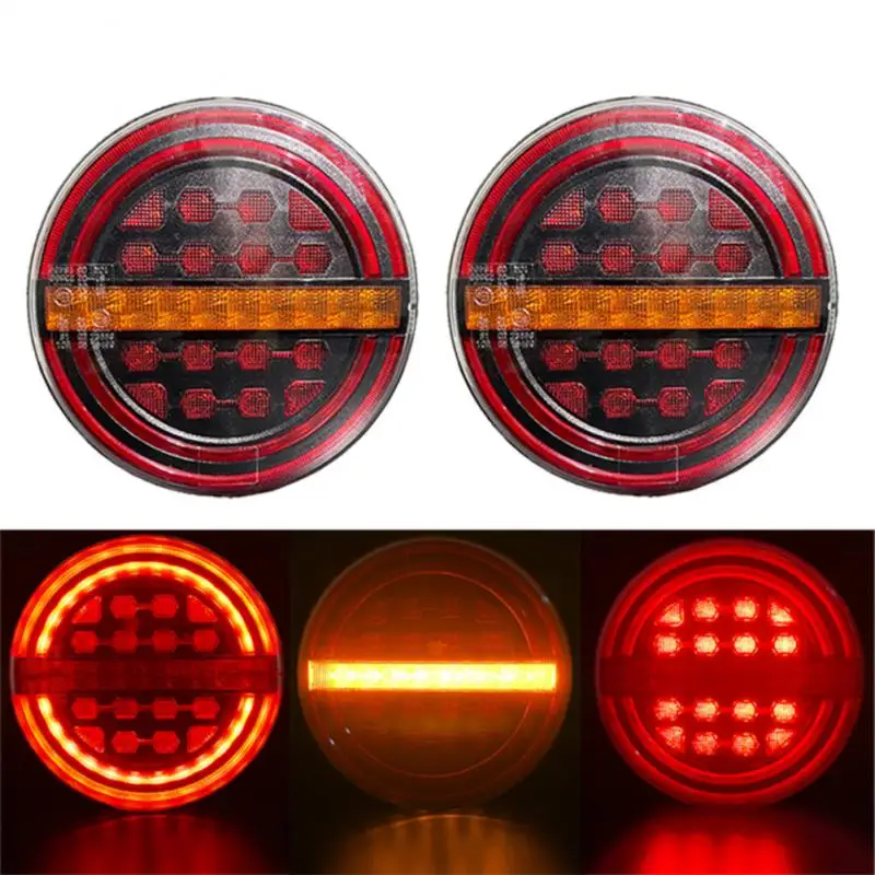 2pcs 4inch Red Amber Led Trailer Rear Light Bus Brake Light Drl/ Flow