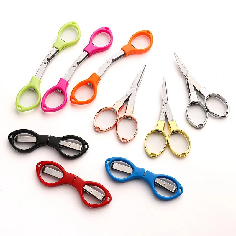 12Pcs Folding Scissors Small Foldable Scissors Mini Travel Stainless Steel  Scissors Bulk Glasses Shaped Anti Rust Sewing Cutter - AliExpress