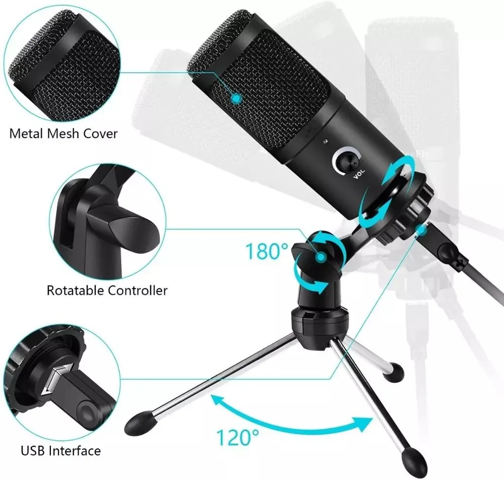 전문 USB 노래 게임 스트리밍 녹음 스튜디오 비디오 Microfon 콘덴서 마이크 PC 컴퓨터
