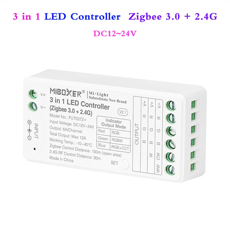 3 in 1 LED Controller Zigbee 3.0 Dimmer Support 2.4G RF Remote Control For DC 12V 24V RGB RGBW RGB CCT LED Strip Light Max 12A bseed eu russia new zigbee touch wifi light dimmer smart switch white black gold grey colors work with smart life google alexa
