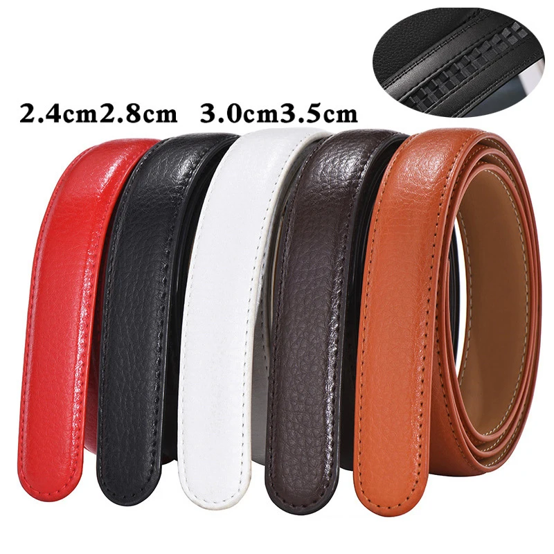 leather belt pu leather belt mens belt toothless automatic buckle belt 2.4 2.8 3.0 3.5 Width Belt No Buckle for Automatic Buckle PU Leather Belts Men Women No 4 Size Wide