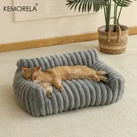 KEMORELA – canapé-lit rayé pour chat, 1 pièce, lit pour animaux de compagnie en Polyester doux, respirant pour toutes les saisons, adapté au couchage des chats de petite à moyenne taille 1