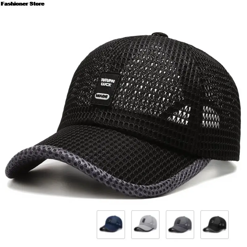 

Men Breathable Mesh Golf Cap Summer Fishing Running Baseball Caps Comfortable Snapback Hat Outdoor Trucker Hats Net Visors