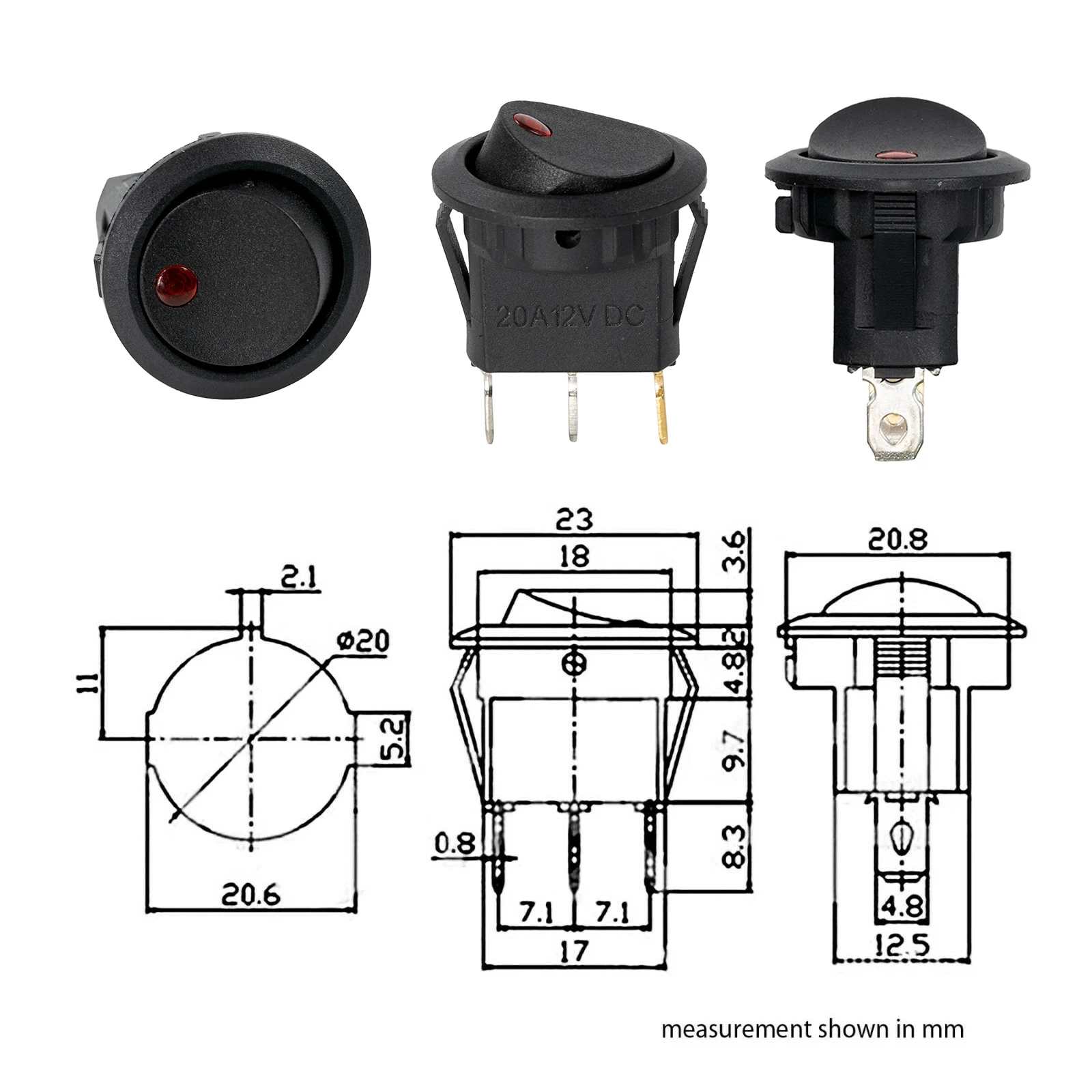 Interruttore A Bilanciere LED Rosso 20A 12V – 5 Pin ON/OFF Con Laser HOT CHICHS – Stark