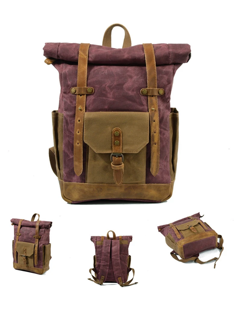 Backpack Roll-top - Canvas Leather