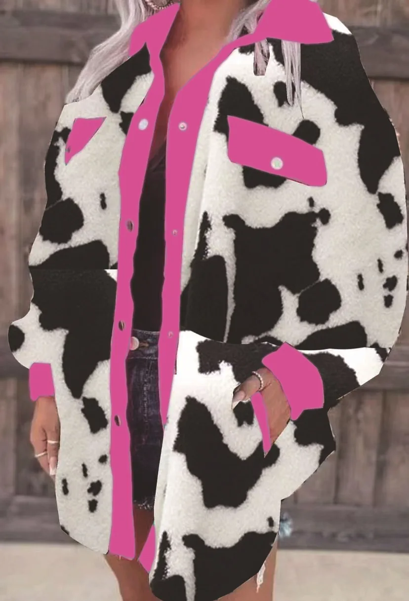 

Plush Coat Women's 2023 Autumn/Winter New Casual Cow Print Cheetah Fur Clothes Leopard Pattern Fur Coat