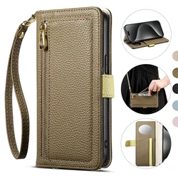Stylish Crossbody Zipper Wallet with Card Holder and Mirror Phone Case - Motorola Moto G05 (Amber Brown)