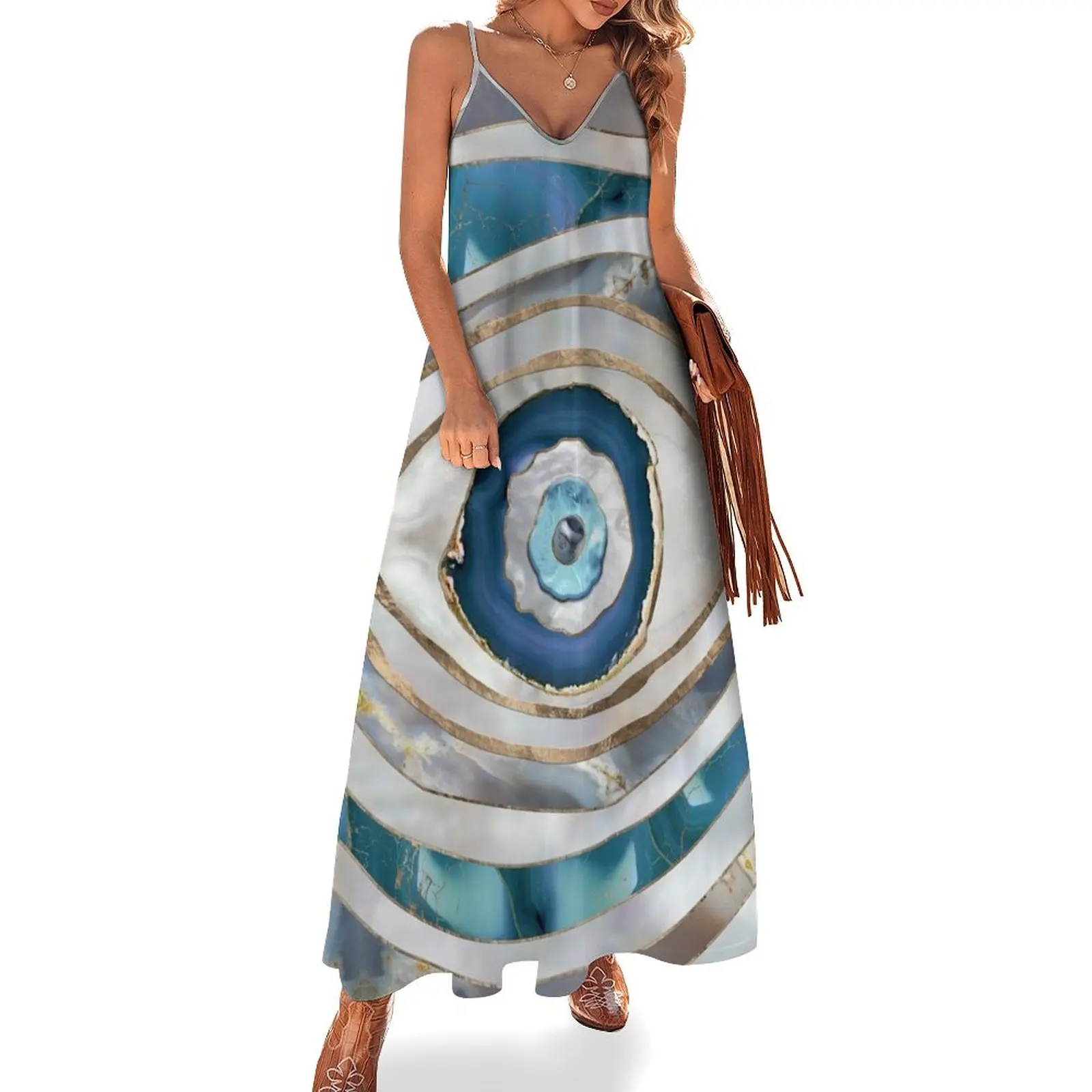 

Evil Eye Mineral textures and gold Sleeveless Dress Women dresses summer summer dress women 2024