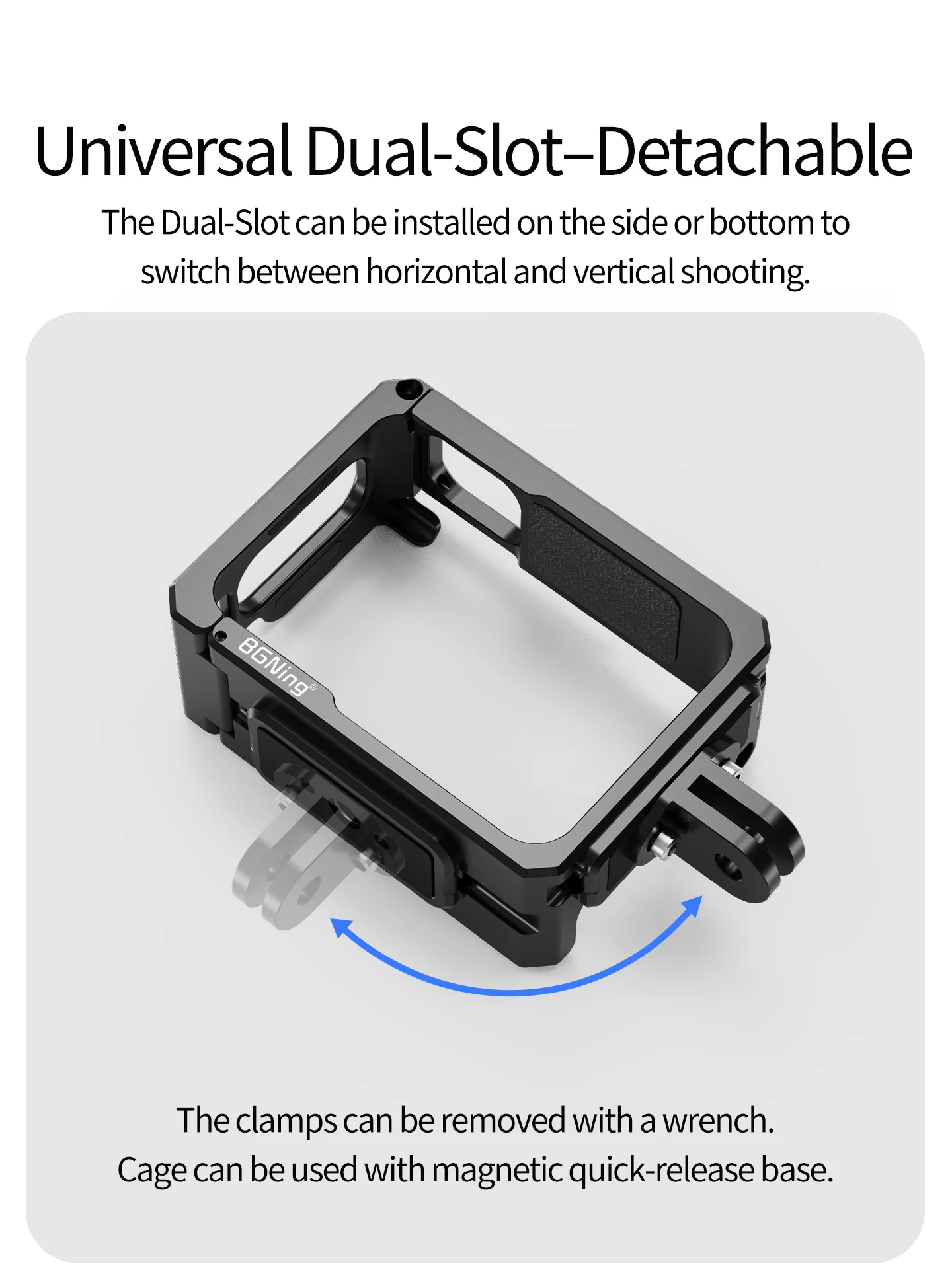 Metall-Käfigrahmen für Insta360 Go Ultra Action-Kamera mit Cold Shoe Erweiterungshalterung, Lichthalterung, Stativadapter und Fahrradhalterung – Detail 3